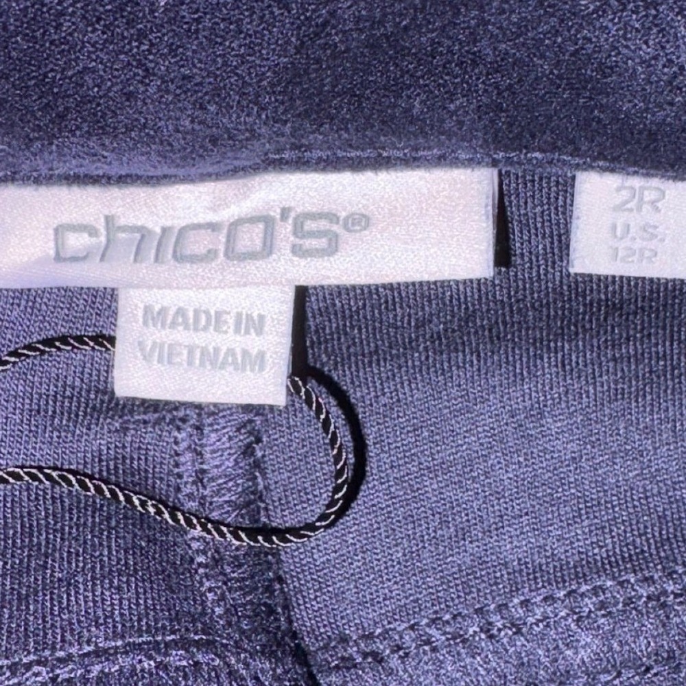 Chico's NWT Faux Suede Wide Leg Pants 12R Passport‎ Blue Navy Career Trouser L - Picture 6 of 7